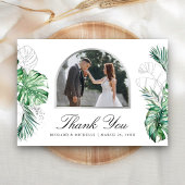 Tropical Silver Palm Arch Foto Wedding Dankeskarte