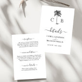 Tropical Simple Palm Monograms Wedding Begleitkarte