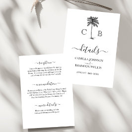 Tropical Simple Palm Monograms Wedding Begleitkarte