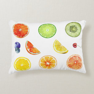 "Tropical Slice Symphony - Watercolor Fruit Art" Dekokissen