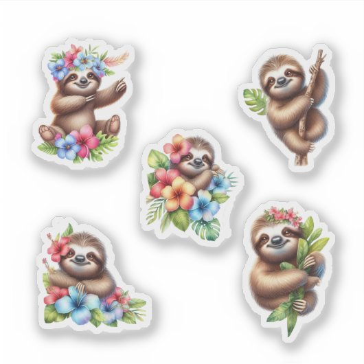 Tropical Sloth Aufkleber (Vorderseite)