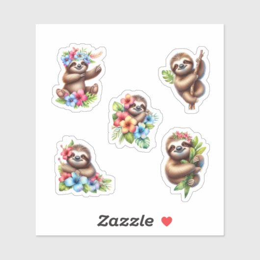 Tropical Sloth Aufkleber (Blatt)