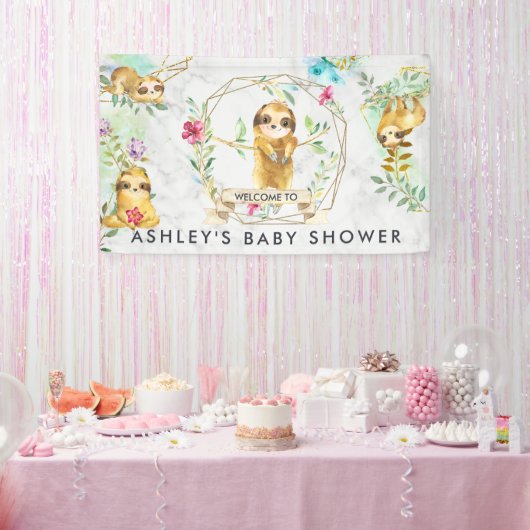 Tropical Sloth Baby Dusche Begrüßungsbanner Banner (Party)