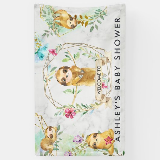 Tropical Sloth Baby Dusche Begrüßungsbanner Banner (Vertikal)