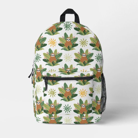 Tropical Sloth Pattern Bedruckter Rucksack (Vorderseite)