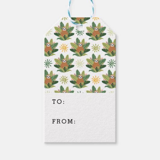Tropical Sloth Pattern Geschenkanhänger (Vorderseite)