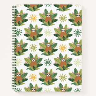 Tropical Sloth Pattern Notizblock
