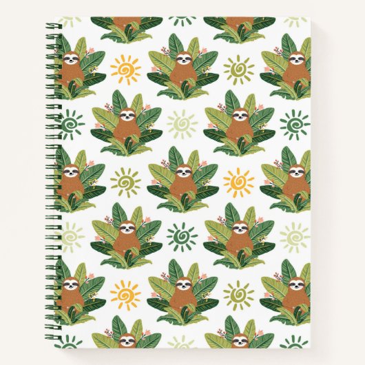 Tropical Sloth Pattern Notizblock (Vorderseite)