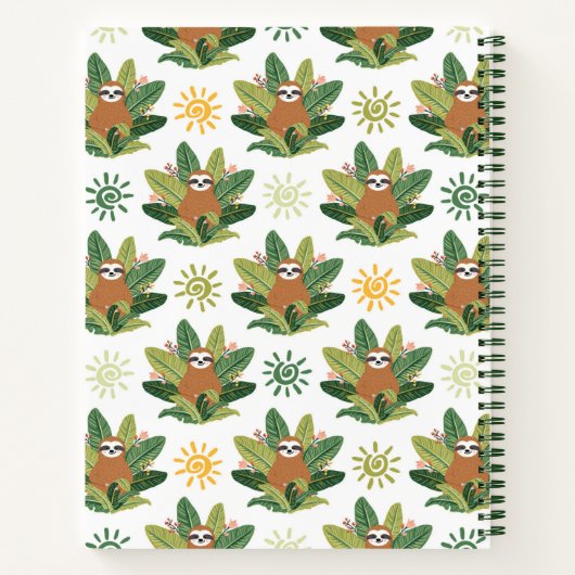 Tropical Sloth Pattern Notizblock (Rückseite)