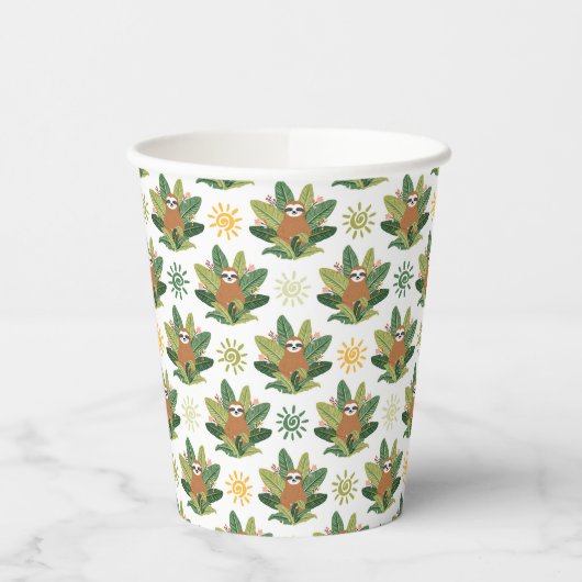 Tropical Sloth Pattern Pappbecher (Links)