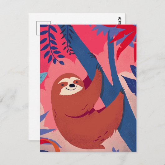 Tropical Sloth Postcard Postkarte (Vorne/Hinten)