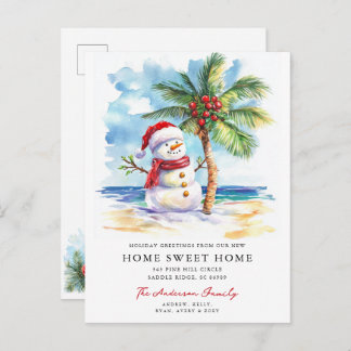 Tropical Snowman Home Sweet Home Card Ankündigungspostkarte