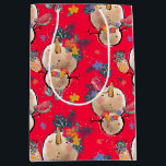 Tropical Snowman Red Christmas Bag Mittlere Geschenktüte<br><div class="desc">Die neueste Ergänzung der Tropical Christmas Collection</div>