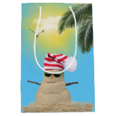 Tropical Snowman Weihnachten Mittlere Geschenktüte (Vorderseite)