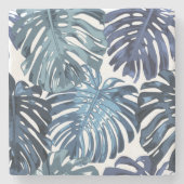 Tropical Soft Blue White Beach Blätter Steinuntersetzer (Vorderseite)