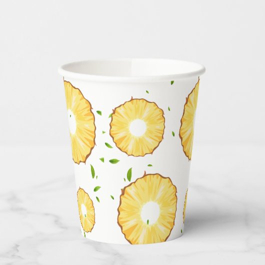 TROPICAL SOMMER Pineapa Slice trendy Pattern Pappbecher (Links)