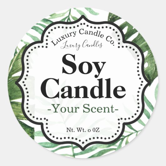 Tropical Soy Candle Labels Runder Aufkleber (Vorderseite)