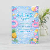 Tropical Sparkle Bachelorette Pool Party Einladung (Stehend Vorderseite)