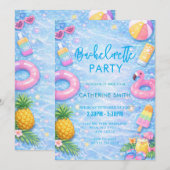 Tropical Sparkle Bachelorette Pool Party Einladung (Vorne/Hinten)