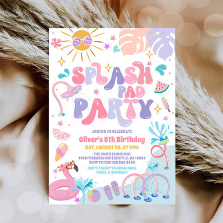 Tropical Splash Pad Summer Birthday Party Einladung