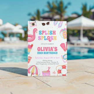 Tropical Splish Splash Pool Party Geburtstag Einladung