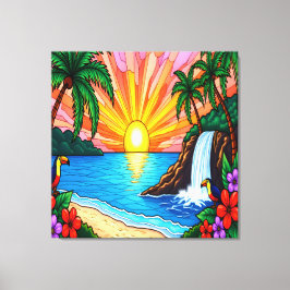 Tropical Stained Glass Inspired Canvas Leinwanddruck
