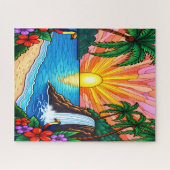 Tropical Stained Glass Inspired Puzzle (Horizontal)