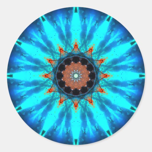 Tropical Star Mandala Runder Aufkleber (Vorderseite)