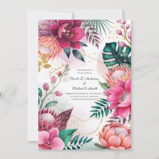 Tropical Stardust Garden Floral Paradise Wedding  Einladung (Vorderseite)