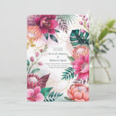 Tropical Stardust Garden Floral Paradise Wedding  Einladung (Stehend Vorderseite)