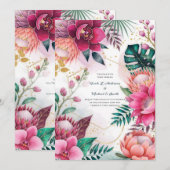 Tropical Stardust Garden Floral Paradise Wedding  Einladung (Vorne/Hinten)