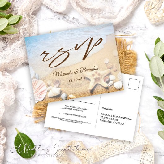 Tropical Starfish Beach Hochzeit UAWG Postcard Ankündigungspostkarte