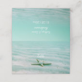 Tropical Starfish Wedding Aqua Ocean Beach Thema Platzkarte (Außenseite Aufgefaltet)