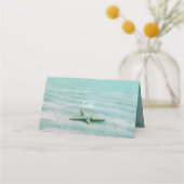 Tropical Starfish Wedding Aqua Ocean Beach Thema Platzkarte (Vorderseite)