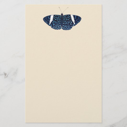Tropical Starry Night Blue Painted Butterfly Briefpapier (Vorderseite)