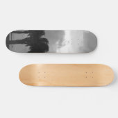 Tropical Stormy Skies Grayscale Skateboard (Horizontal)