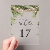 Tropical String Light Wedding Acrylic Table Number Acryleinladungen (Insitu (Handheld))