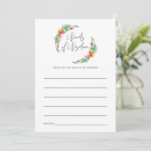 Tropical Summer Beach Baby Dusche Mama Beratung Hinweiskarte (Stehend Vorderseite)