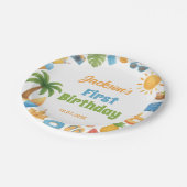 Tropical Summer Beach Birthday Party Paper Plates Pappteller (Schrägansicht)