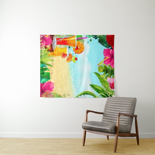 Tropical Summer Beach Drinks Aloha Luau Hintergrun Wandteppich (Beispiel (Horizontal))
