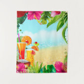 Tropical Summer Beach Drinks Aloha Luau Hintergrun Wandteppich (Vorderseite)