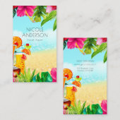 Tropical Summer Beach Drinks Aloha Luau Visitenkarte (Vorne/Hinten)