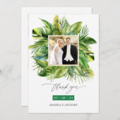 Tropical Summer Beach Hochzeit Foto Collage Dankeskarte (Vorne/Hinten)