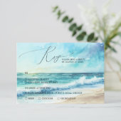 Tropical Summer Beach Hochzeit RSVP Karte (Stehend Vorderseite)