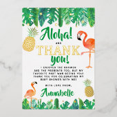 Tropical Summer Beach Luau Babydusche Vielen Dank Folieneinladung (Vorderseite)