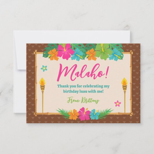 Tropical Summer Beach Luau Birthday Dankeskarte (Vorderseite)