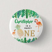 Tropical Summer Beach Luau Boys 1. Geburtstag Button (Vorderseite)