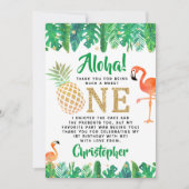 Tropical Summer Beach Luau Boys 1. Geburtstag Dankeskarte (Vorderseite)