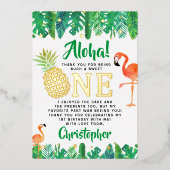 Tropical Summer Beach Luau Boys 1. Geburtstag Folieneinladung (Vorderseite)