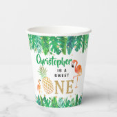 Tropical Summer Beach Luau Boys 1. Geburtstag Pappbecher (Rückseite)